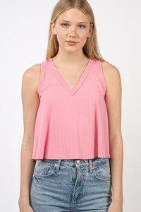 Sleeveless Soft Knit Swing Crop Top