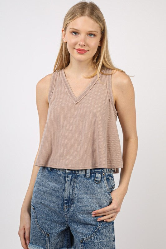 Sleeveless Soft Knit Swing Crop Top