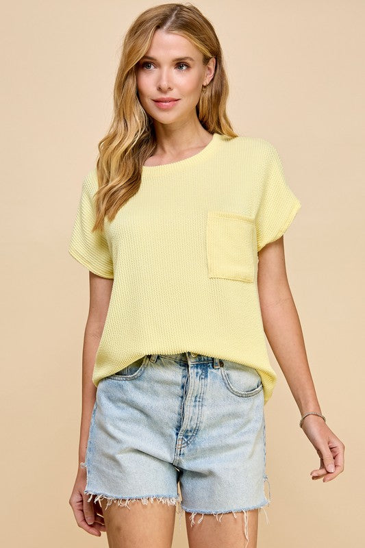 Solid Ribbed Top with Pockets