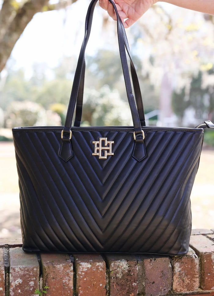 Caroline Hill Tabitha Quilted Tote Black