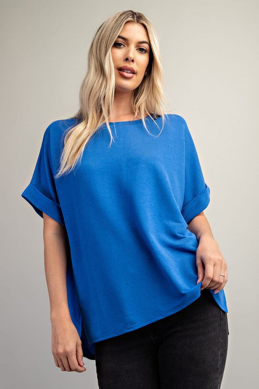 Round Neck Dolman Sleeve Knit Top