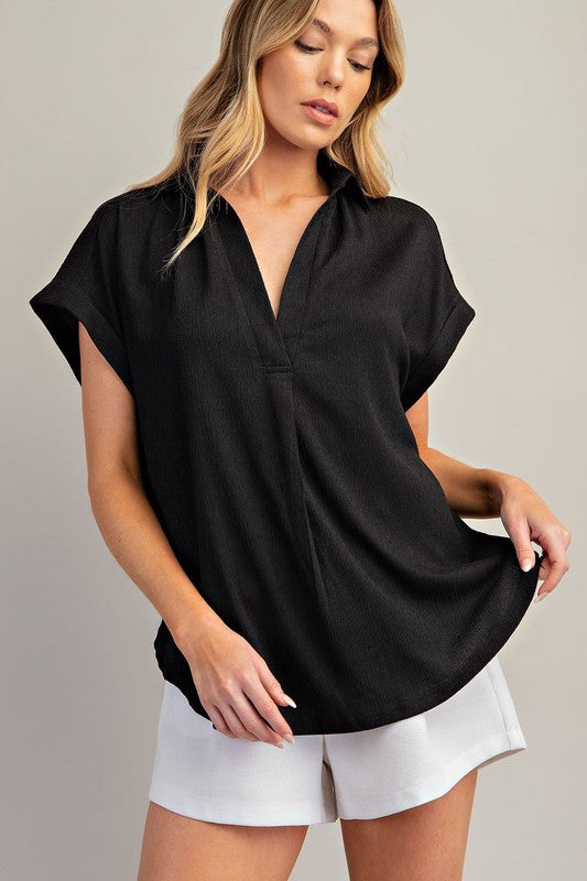 Collar V-neck Top