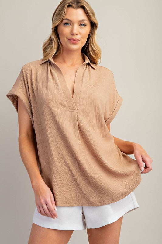 Collar V-neck Top