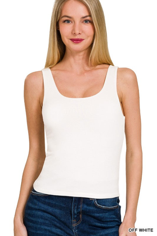 DOUBLE LAYER ROUND NECK TANK TOP