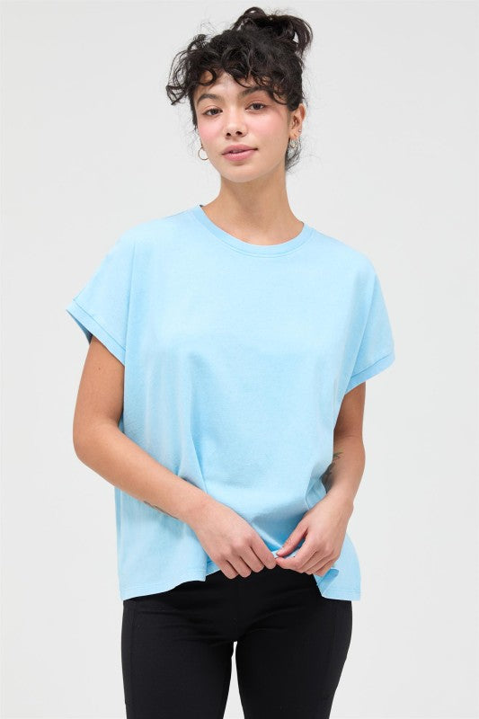 Capped Sleeve Mineral Wash T-shirt