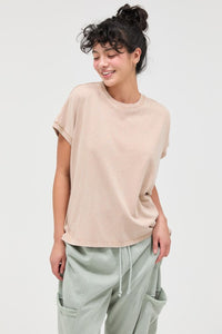 Capped Sleeve Mineral Wash T-shirt