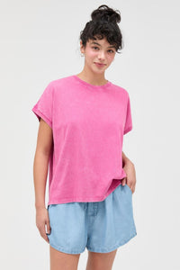 Capped Sleeve Mineral Wash T-shirt
