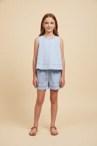 Girls Contrast Stitched Panel Detail Knit Short Set