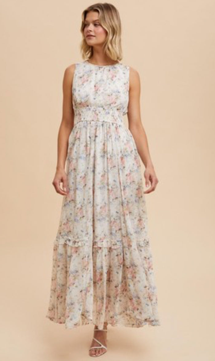 Floral Print Sleeveless Maxi Dress