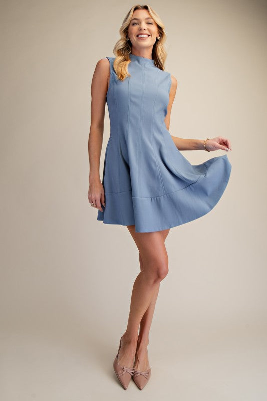 Mock-neck Stretch Mini Dress