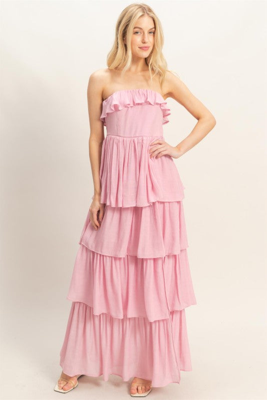 Tiered Strapless Ruffle Dress