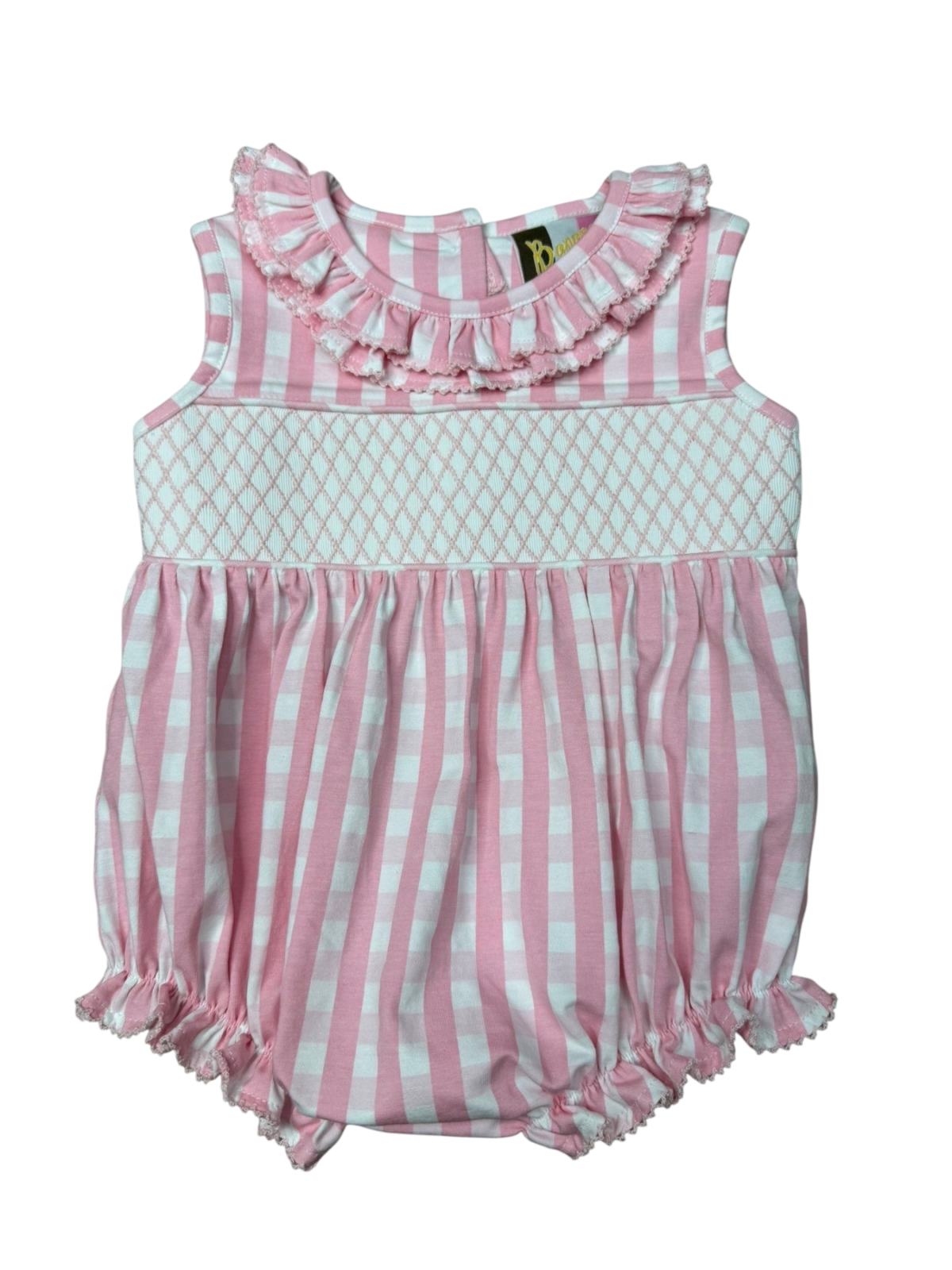 Banana Split Pink Gingham Geo Bubble w/ Pearls