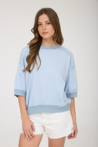 Contrast Trim Raglan Short Sleeve Knit Top
