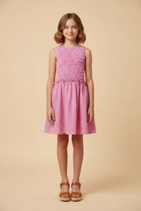Girls Gingham Smocked Seersucker Tank Dress