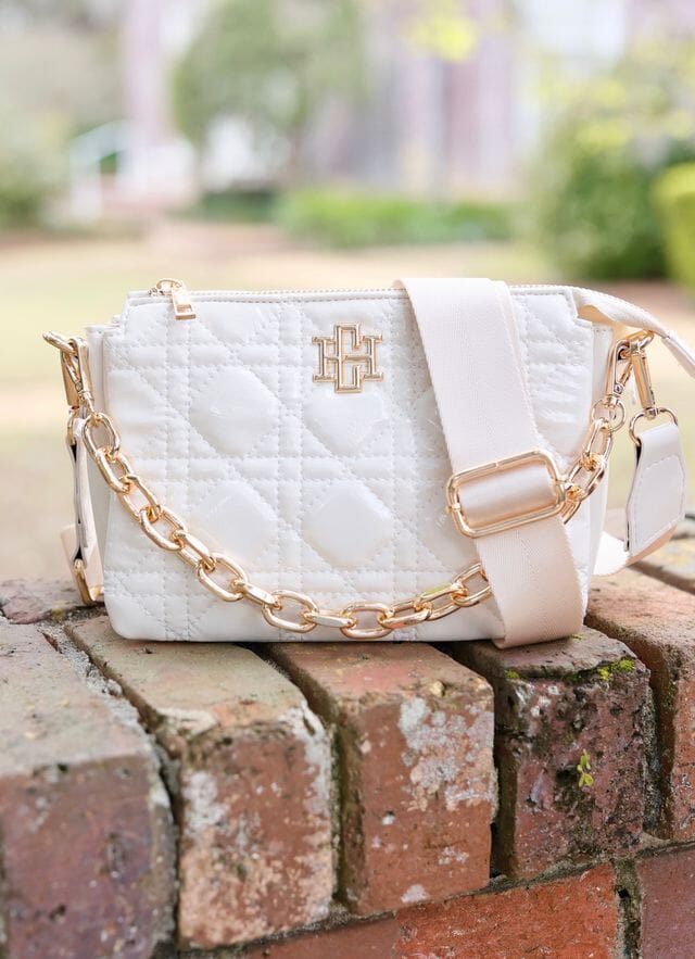 Caroline Hill Jace Quilted Crossbody IVORY PATENT