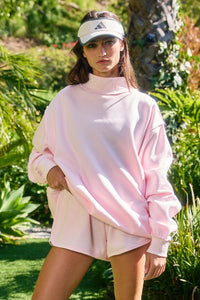 Solid reversible mock neck sweatshirt top
