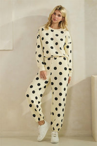 Polka Dot Crew Neck Sweatsuit
