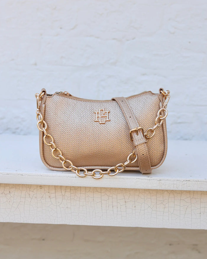 Caroline Hill Joan Crossbody Woven Gold