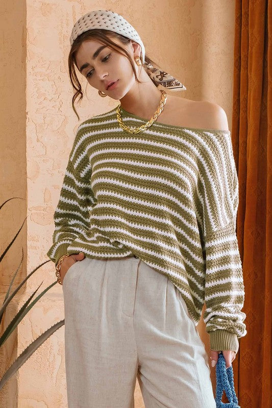 RELAXED STRIPED KNIT SWEATER