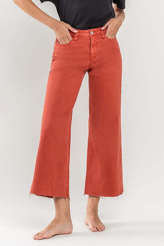 VERVET HIGH RISE CROP WIDE LEG JEANS