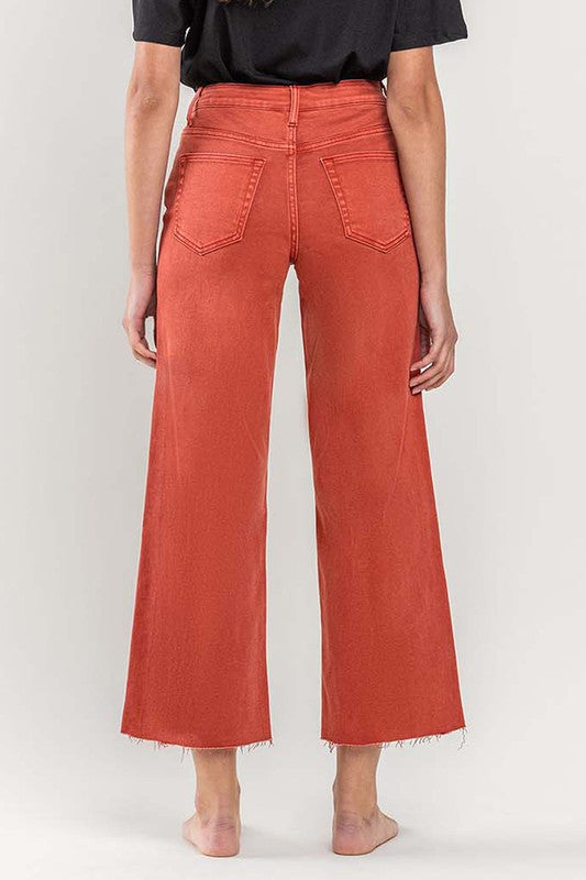 VERVET HIGH RISE CROP WIDE LEG JEANS