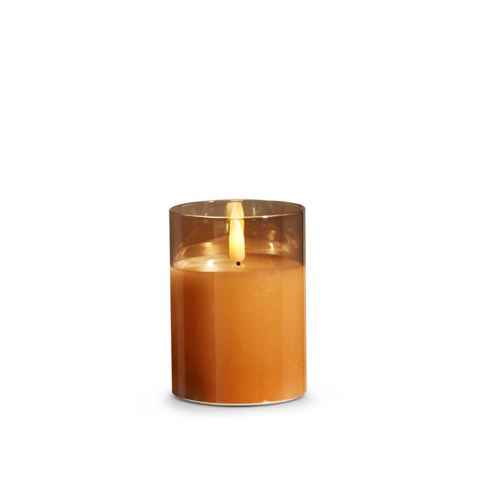 Raz 3" X 4" Gold Glass Ivory Pillar Candle