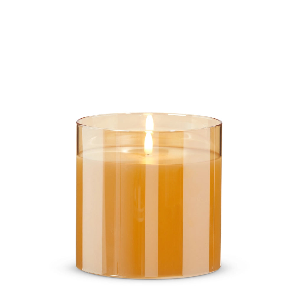 Raz 6" X 6" Gold Glass Ivory Pillar Candle