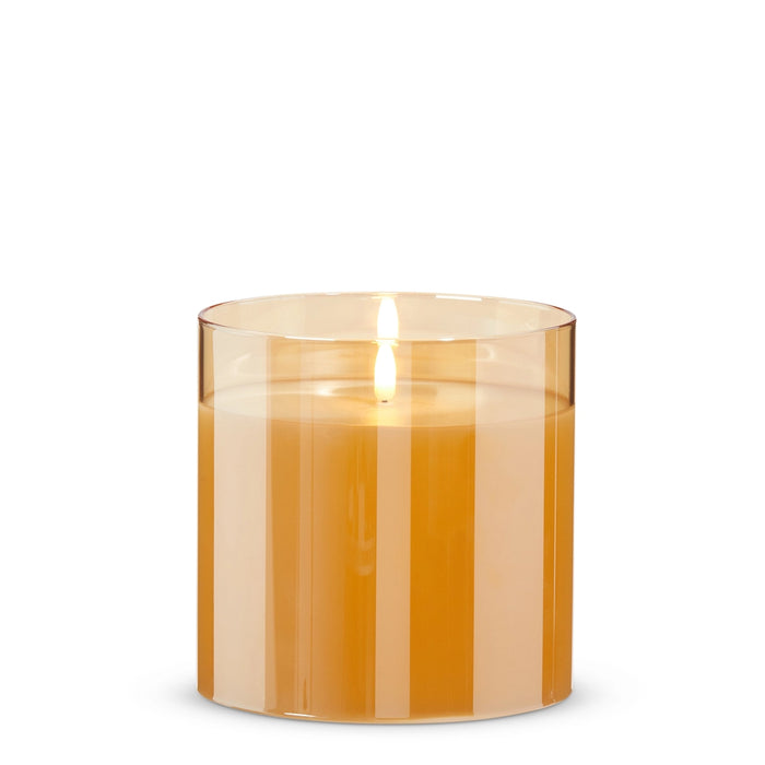 Raz 6" X 6" Gold Glass Ivory Pillar Candle