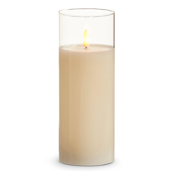 Raz 3" X 8" Clear Glass Ivory Pillar Candle