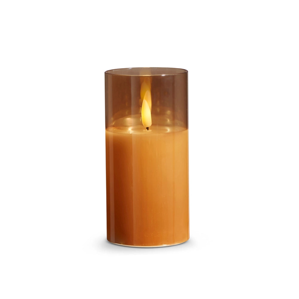 Raz 3" X 6" Gold Glass Ivory Pillar Candle