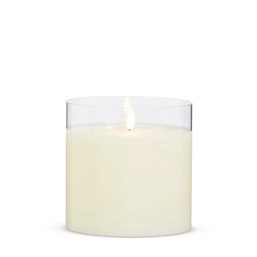 Raz 6" X 6" Clear Glass Ivory Pillar Candle