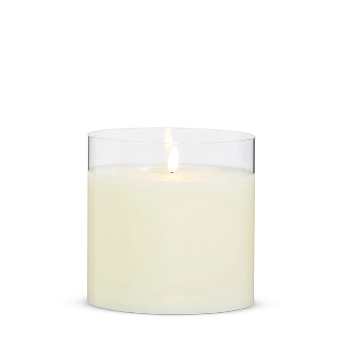 Raz 6" X 6" Clear Glass Ivory Pillar Candle
