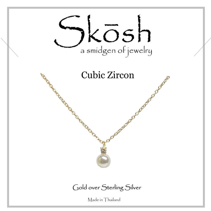 Skosh Gold Pearl with Small CZ Necklace 57-655-2