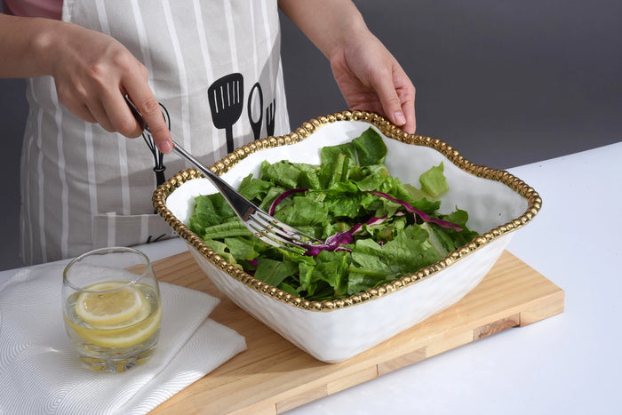 Pampa Bay Large Square Salad Bowl  Golden Salerno