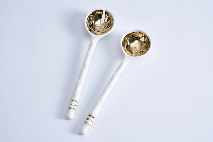 Pampa Bay Porcelain Salad Server Set in Gold from our Accessories Collection