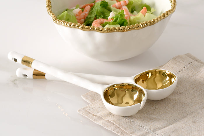 Pampa Bay Porcelain Salad Server Set in Gold from our Accessories Collection