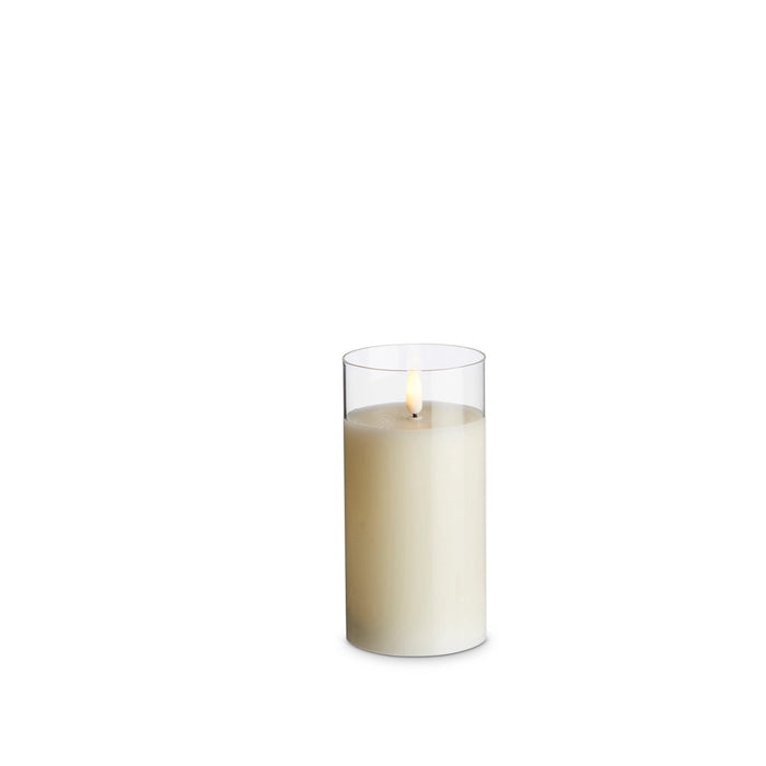 Raz 3" X 6" Clear Glass Ivory Pillar Candle