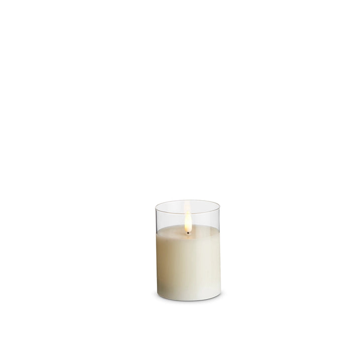 Raz 3" X 4" Clear Glass Ivory Pillar Candle