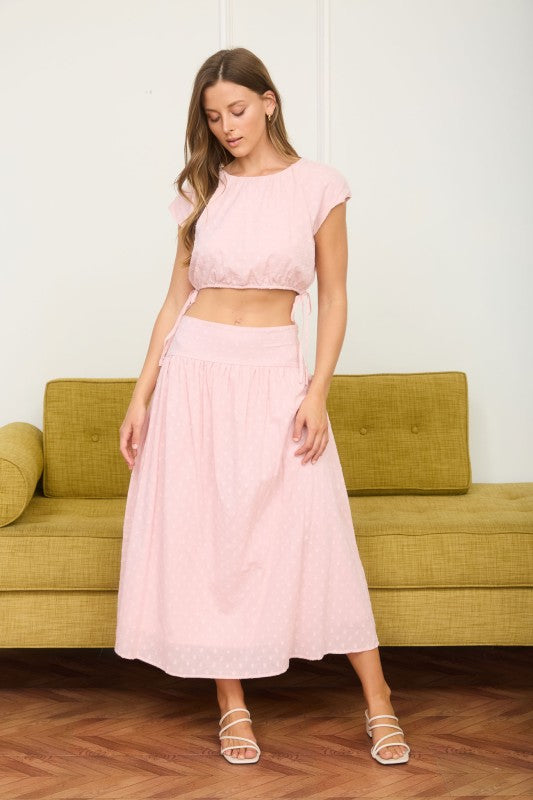 Clip Dot  Crop Top and Skirt