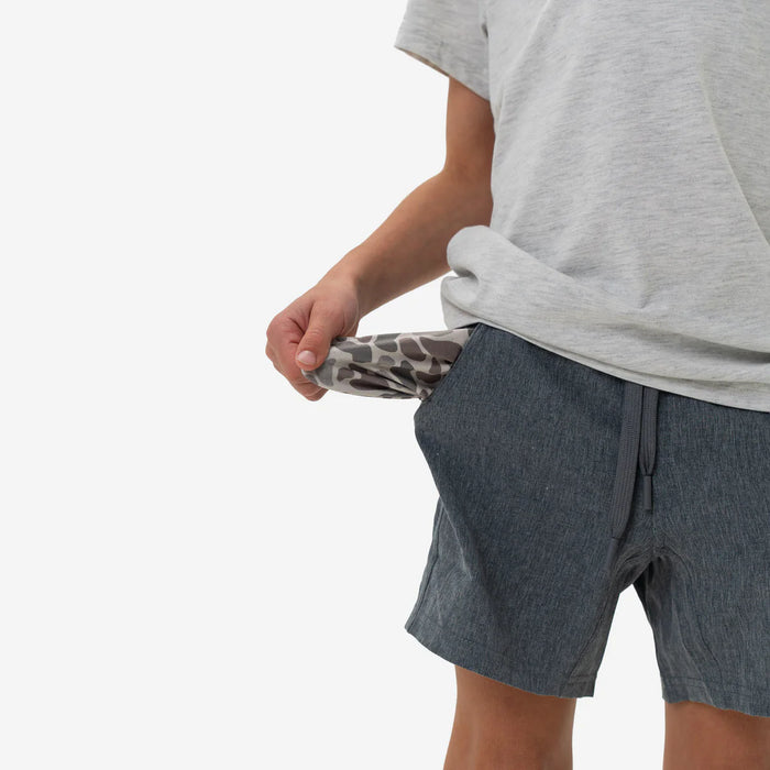 Burlebo Youth Athletic Shorts - Grizzly Grey - Deer Camo Liner