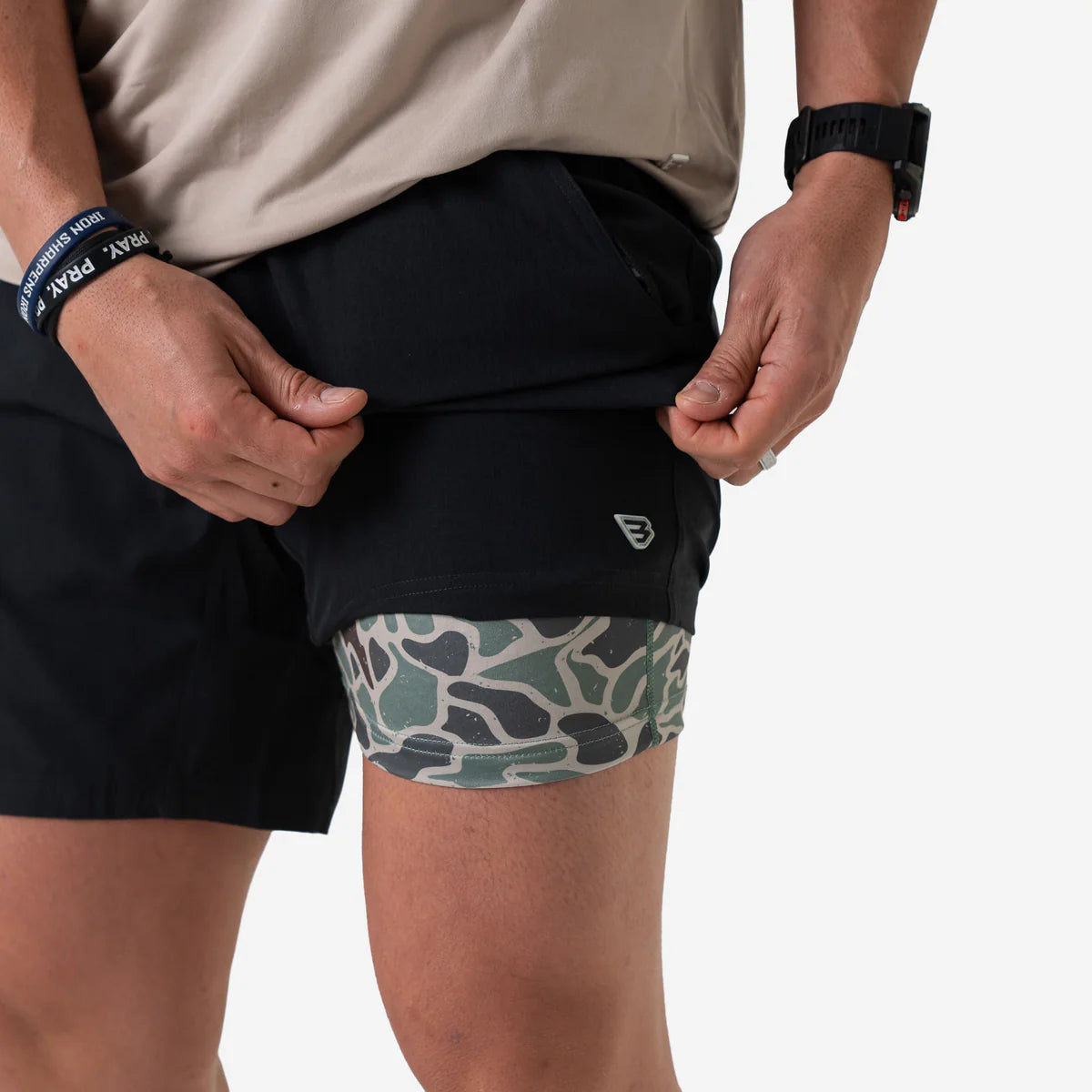 Burlebo-5.5” Athletic Short - Black Camo - Retro Duck Camo Liner