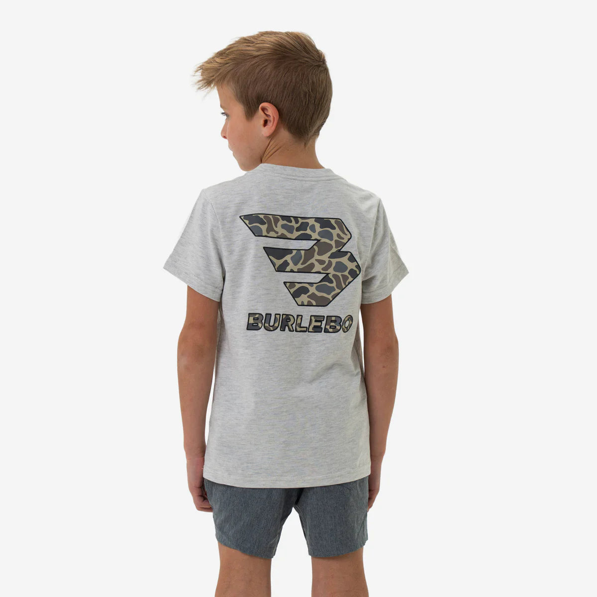 Burlebo-Youth Tee - Youth Short Sleeve Tee - Flying B Logo - Heather Ash Grey