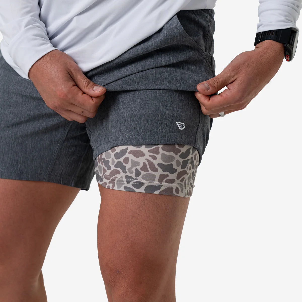 Burlebo-7” Athletic Short -Grizzly Grey - Deer Camo Liner
