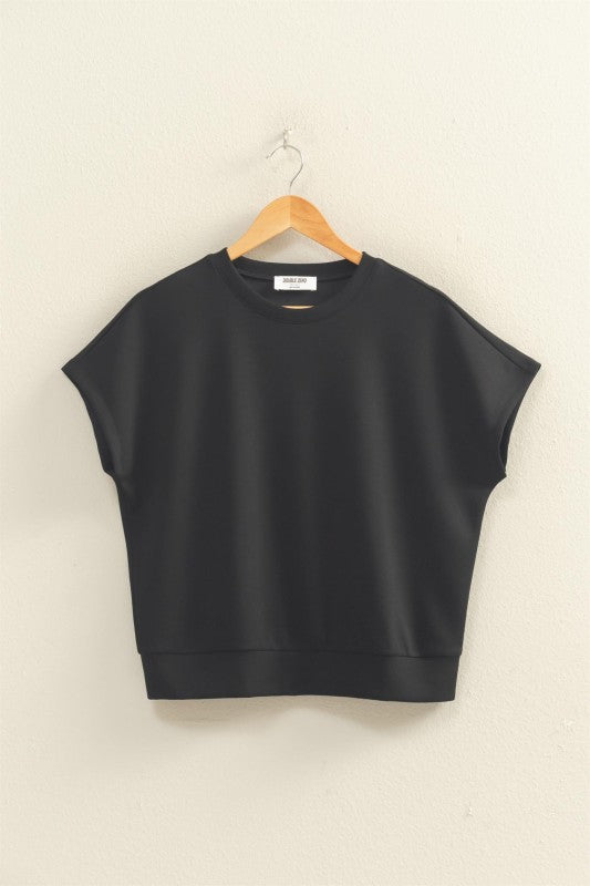 Crew Neck Short Dolman Sleeve Top