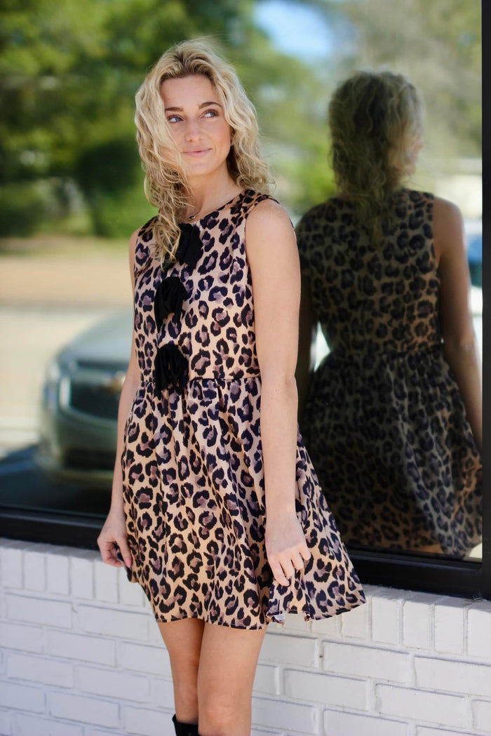Leopard Print Cinched Waist Dress