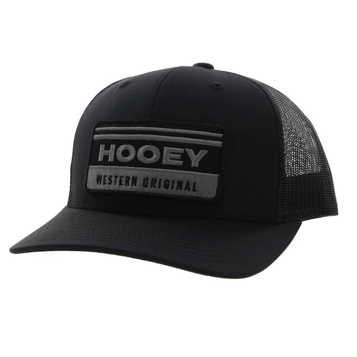 HOOEY “HORIZON" BLACK W/BLACK AND GREY PATCH HAT