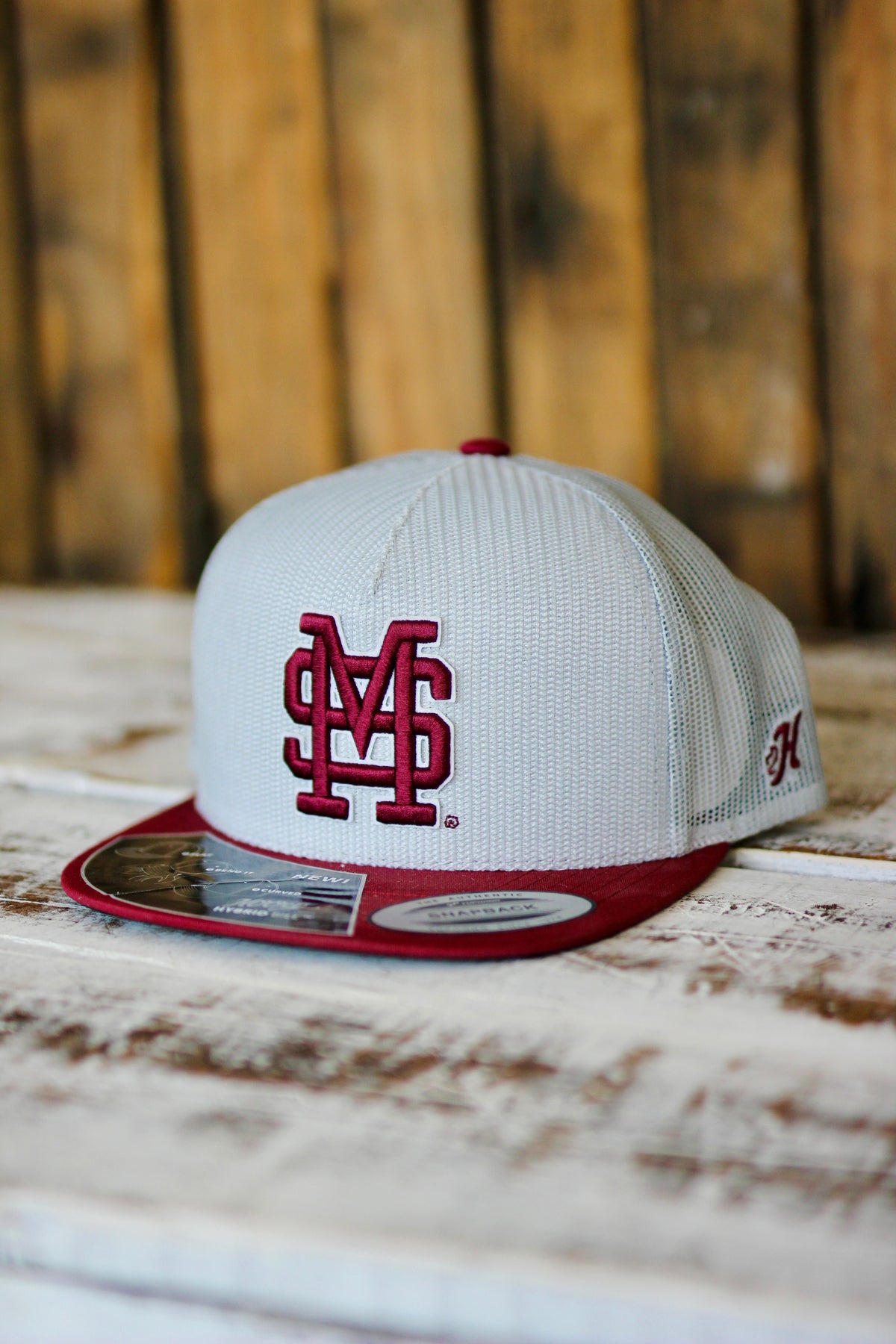 HOOEY MISSISSIPPI STATE GREY W/MISSISSIPPI STATE LOGO (MAROON) HAT