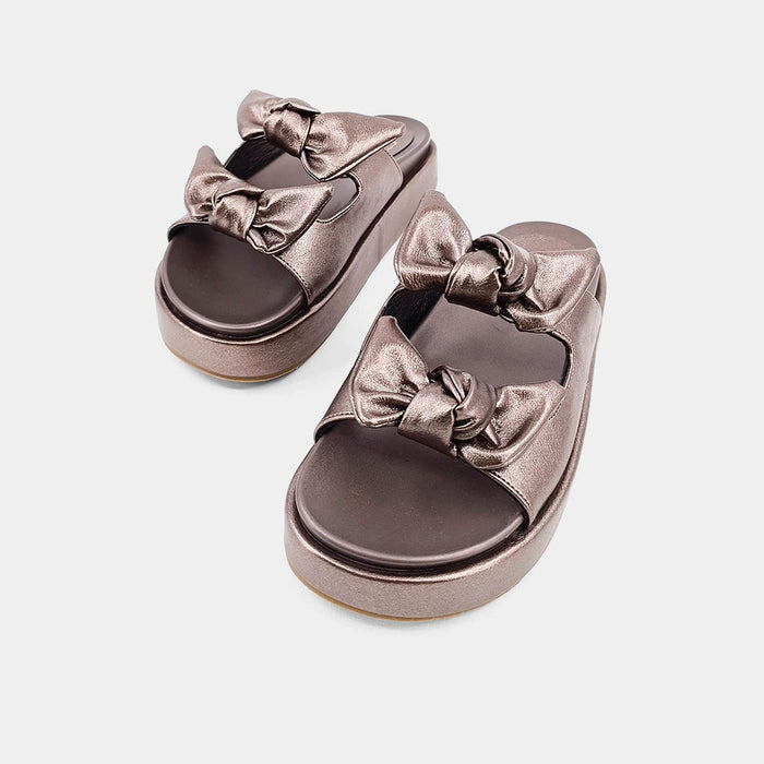 ShuShop Kiki Sandals w/Bows Pewter