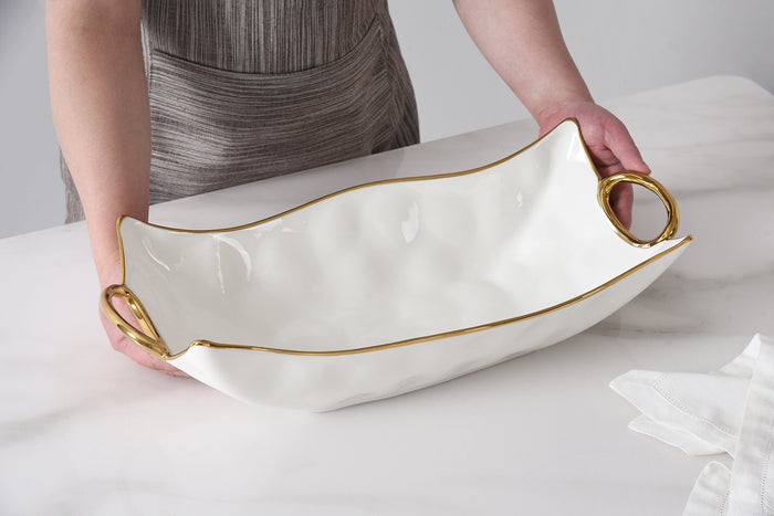 Pampa Bay Rectangular Centerpiece Golden Handles
