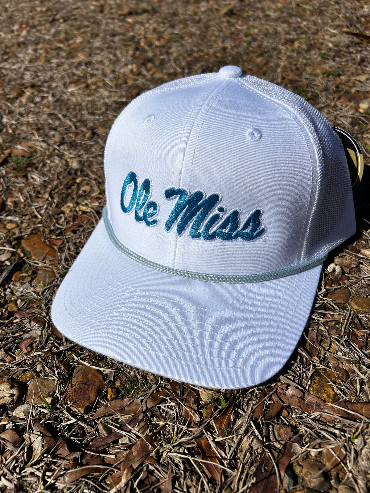 Speckle Bellies - Ole Miss Script 3D Rope - White/Blue
